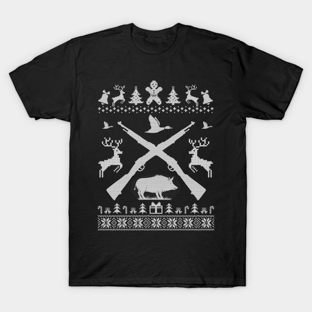 Merry Huntmas Ugly Christmas Sweater. Hunter. Gift. Hunting T-Shirt by SloanCainm9cmi